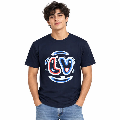 Love Smile Graphic T-Shirt - Dark Blue