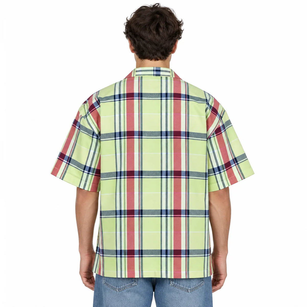 Lime Green Plaid Semi-Formal Shirt | Regular Fit | Unisex