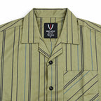 Khaki Striped Resort Collar Shirt