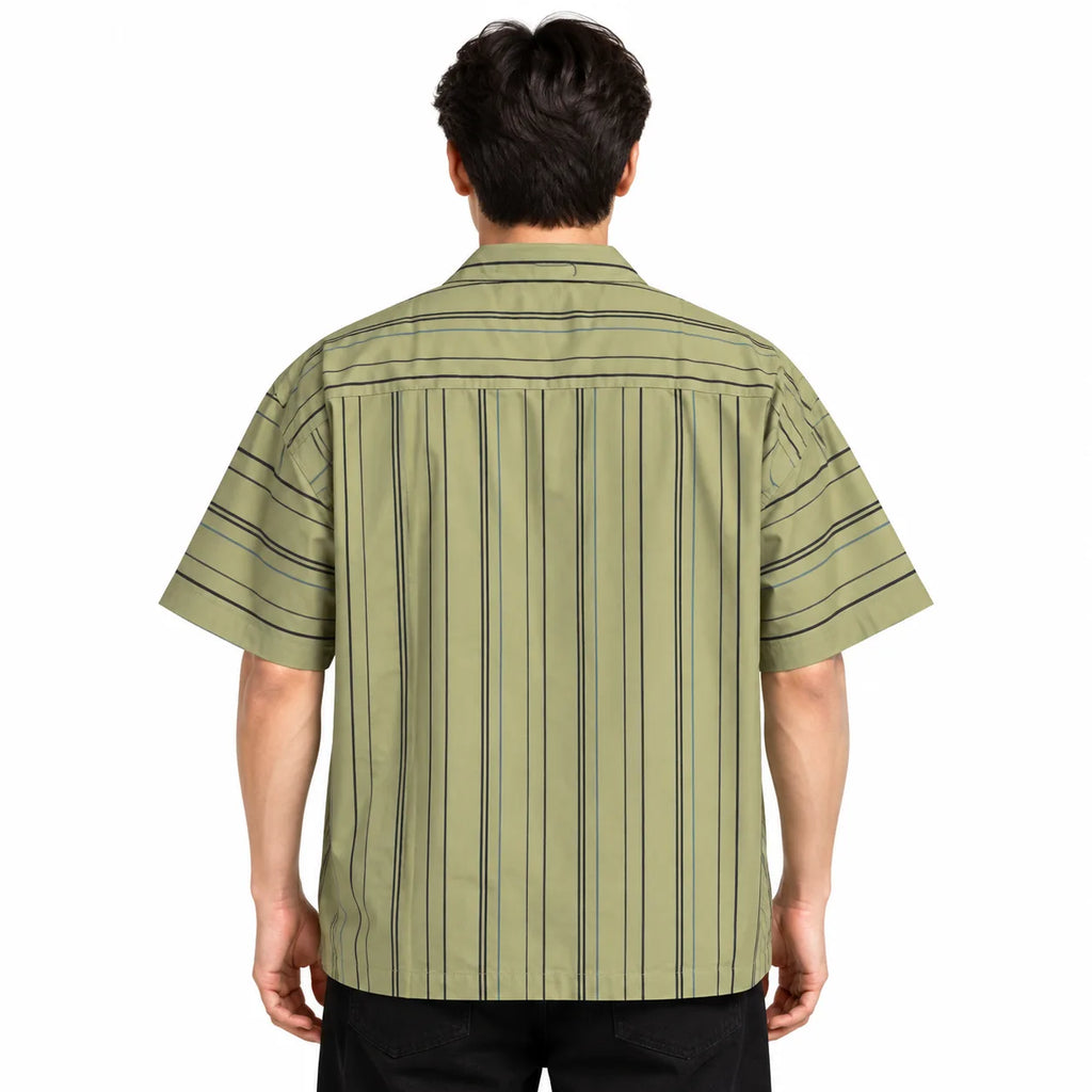 Khaki Striped Resort Collar Shirt