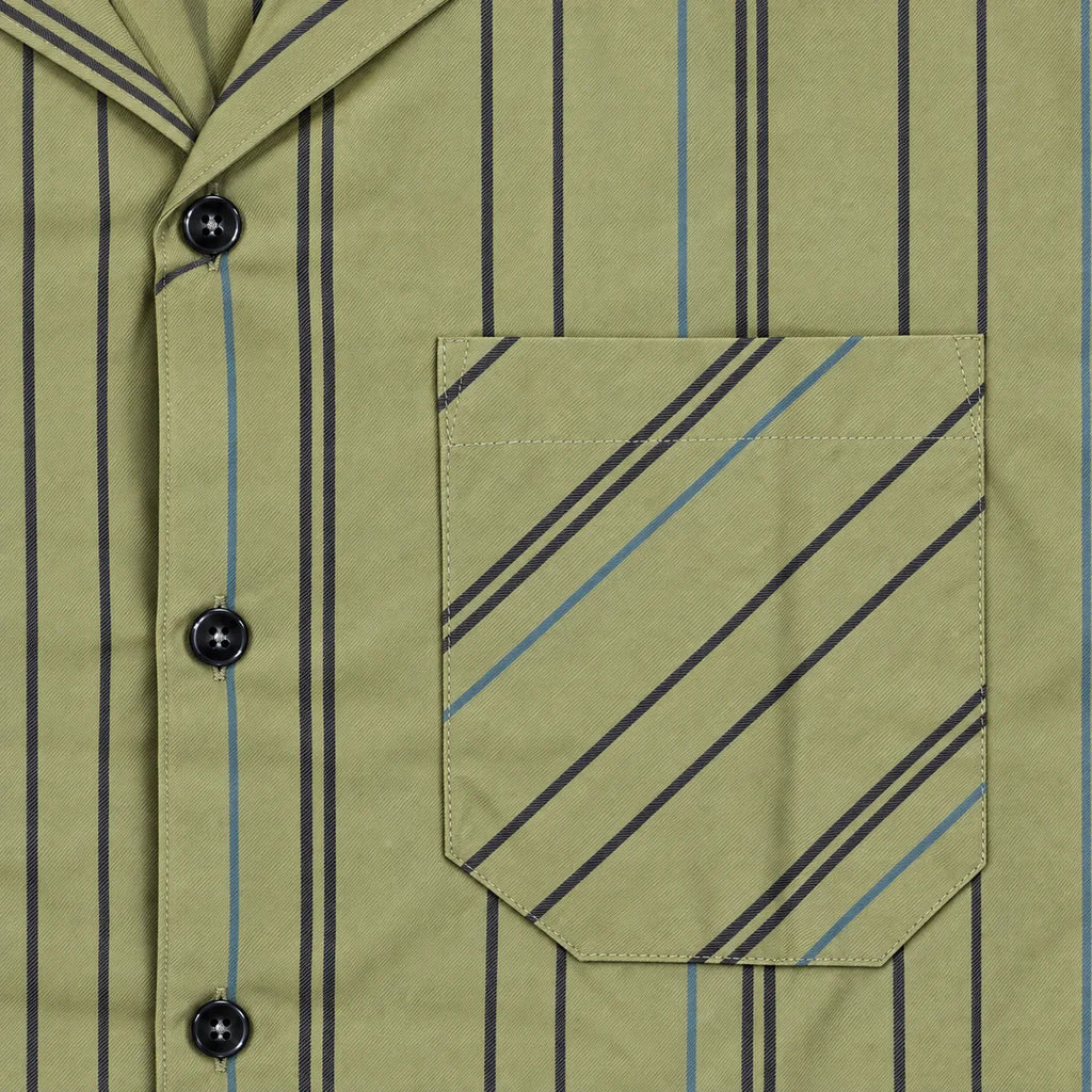 Khaki Striped Resort Collar Shirt