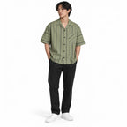 Khaki Striped Resort Collar Shirt