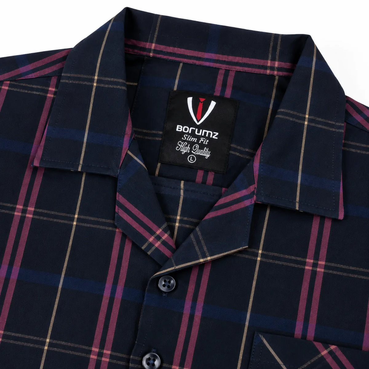Navy Checkered Resort Collar Shirt