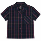 Navy Checkered Resort Collar Shirt