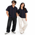 Navy Checkered Resort Collar Shirt