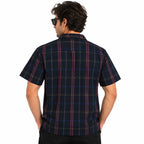 Navy Checkered Resort Collar Shirt