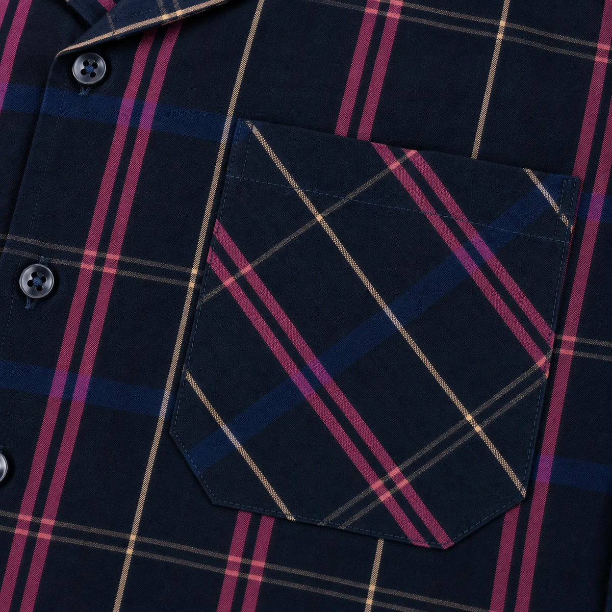 Navy Checkered Resort Collar Shirt