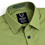 Olive Green Regular Fit Semi-Formal Shirt