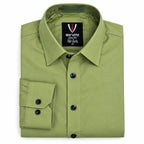 Olive Green Regular Fit Semi-Formal Shirt
