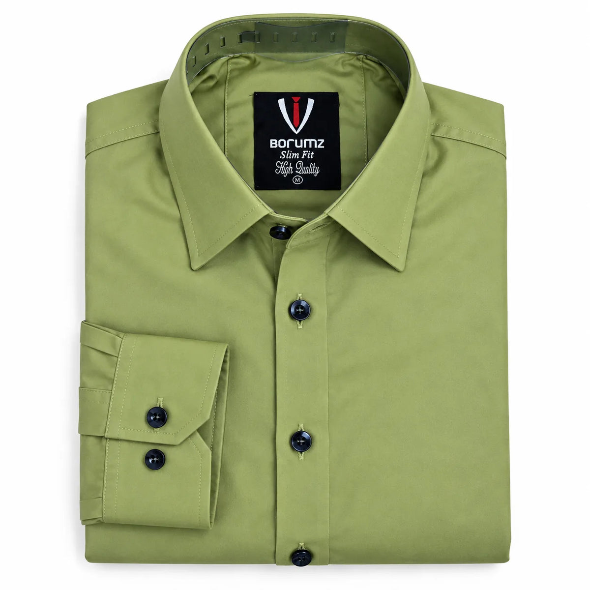 Olive Green Regular Fit Semi-Formal Shirt