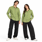Olive Green Regular Fit Semi-Formal Shirt