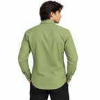 Olive Green Regular Fit Semi-Formal Shirt