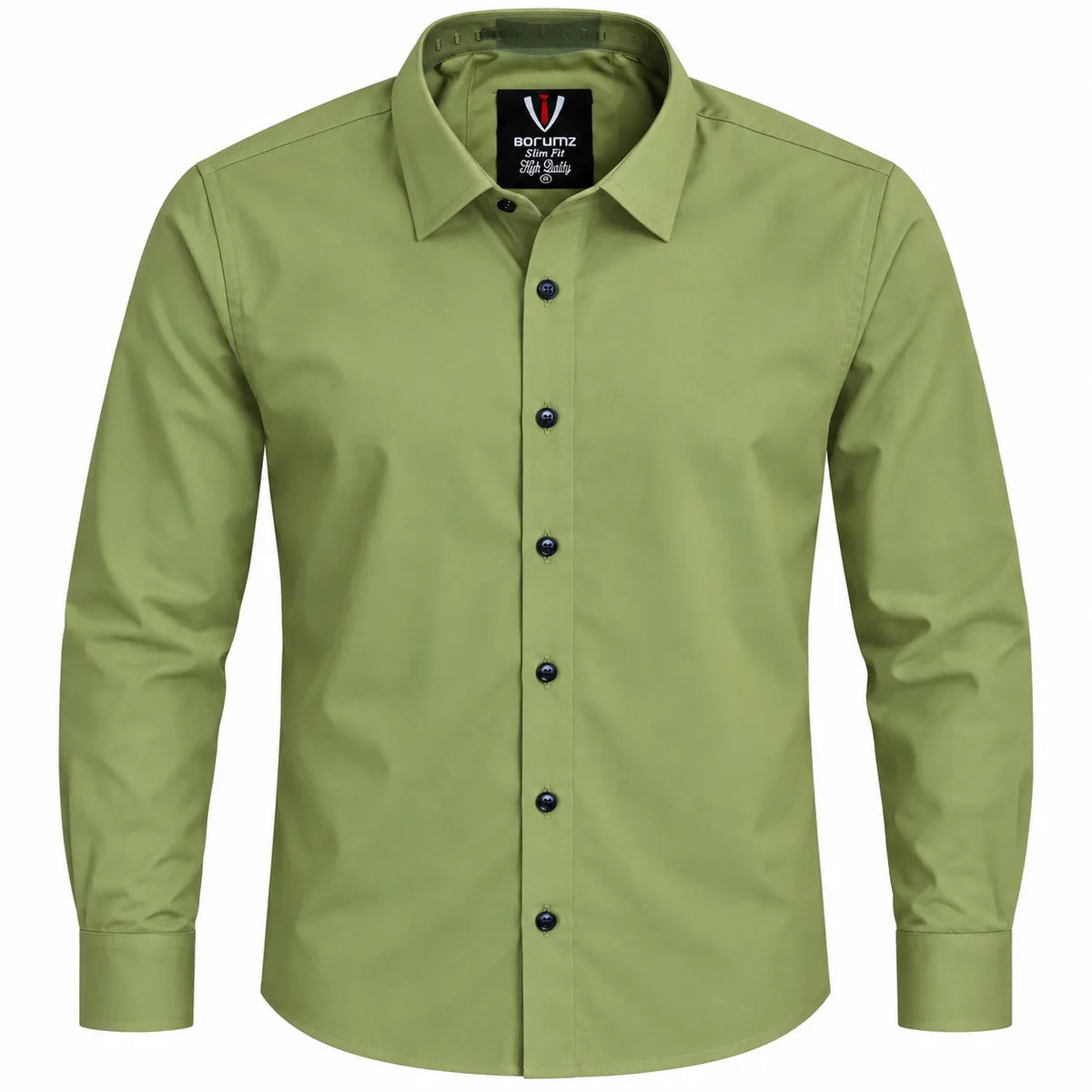 Olive Green Regular Fit Semi-Formal Shirt