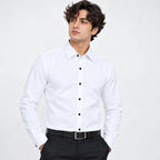 White Regular Fit Semi-Formal Shirt