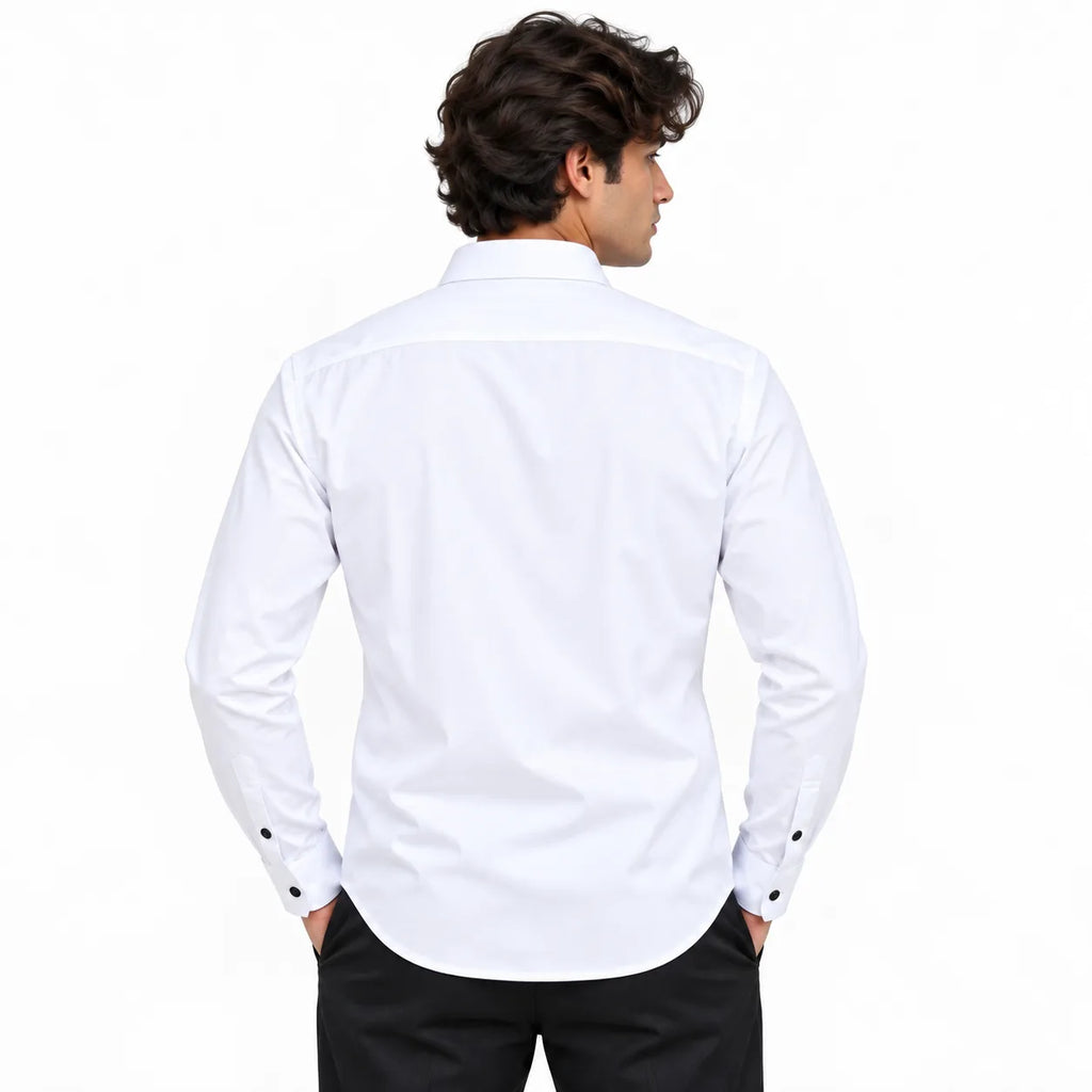 White Regular Fit Semi-Formal Shirt