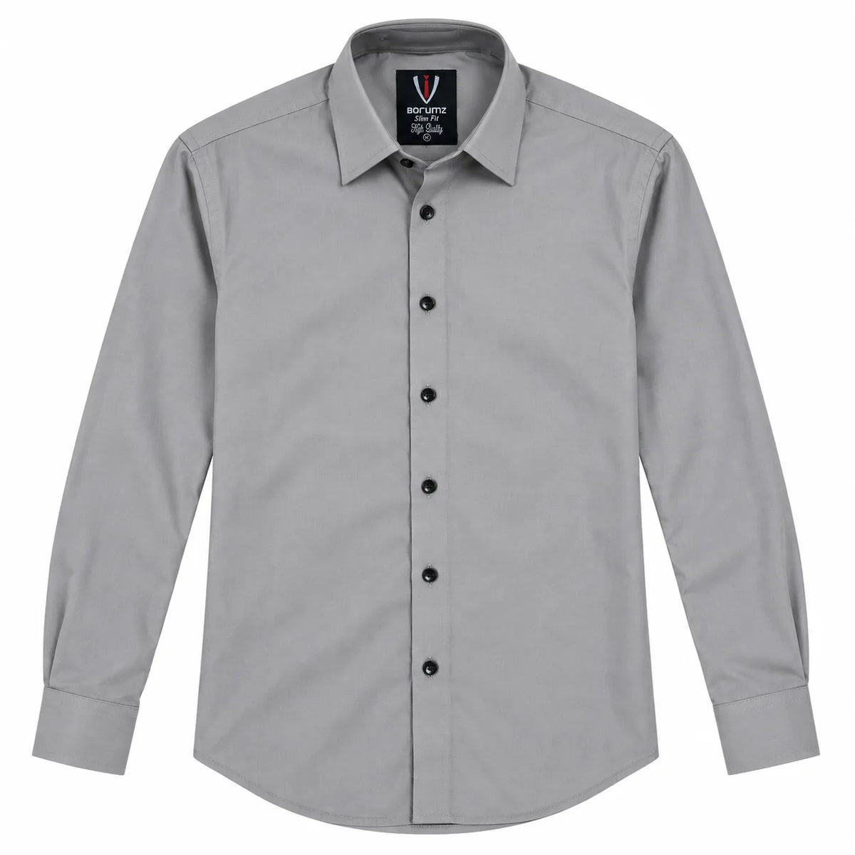 Stone Grey Regular Fit Semi-Formal Shirt