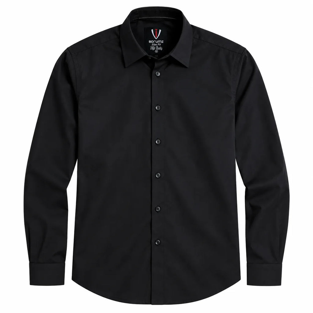 Black Regular Fit Semi-Formal Shirt