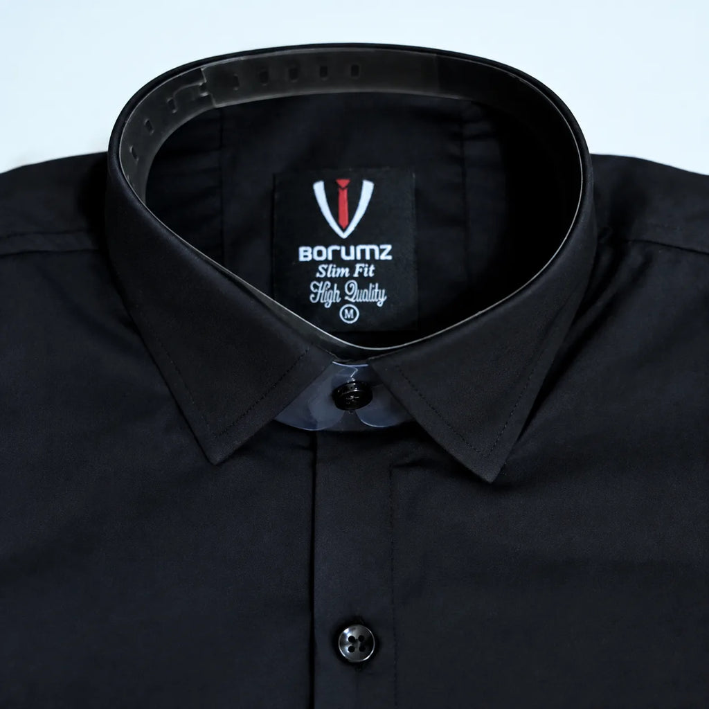 Black Regular Fit Semi-Formal Shirt