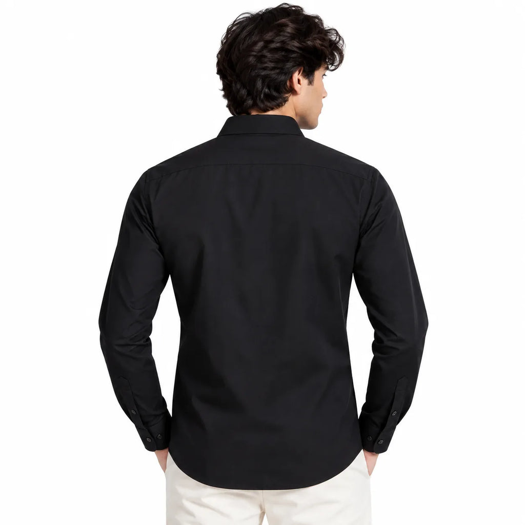 Black Regular Fit Semi-Formal Shirt