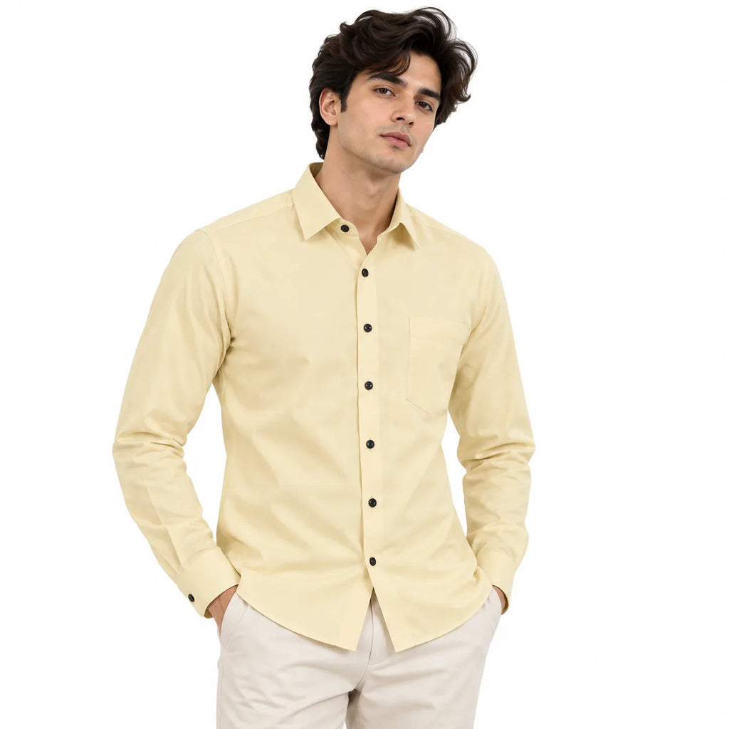 Butter yellow Regular Fit Semi-Formal Shirt