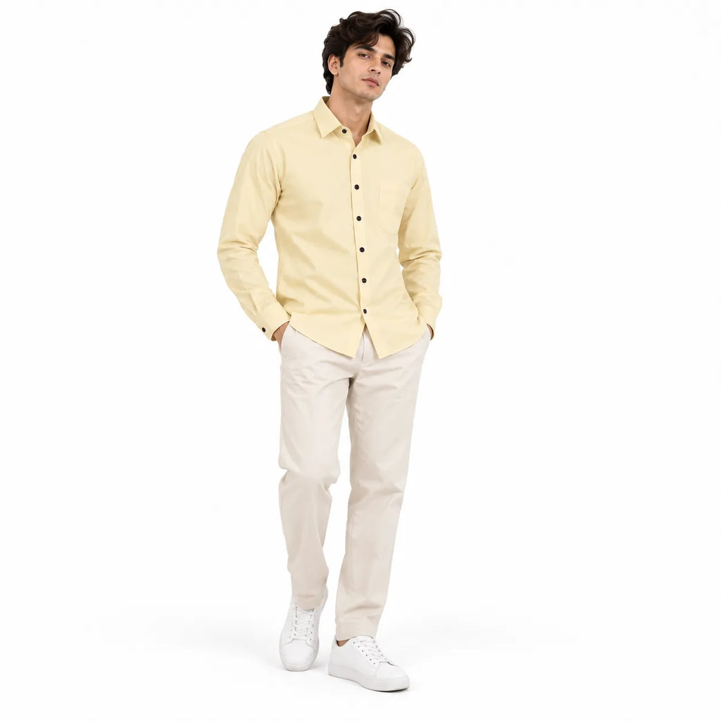 Butter yellow Regular Fit Semi-Formal Shirt