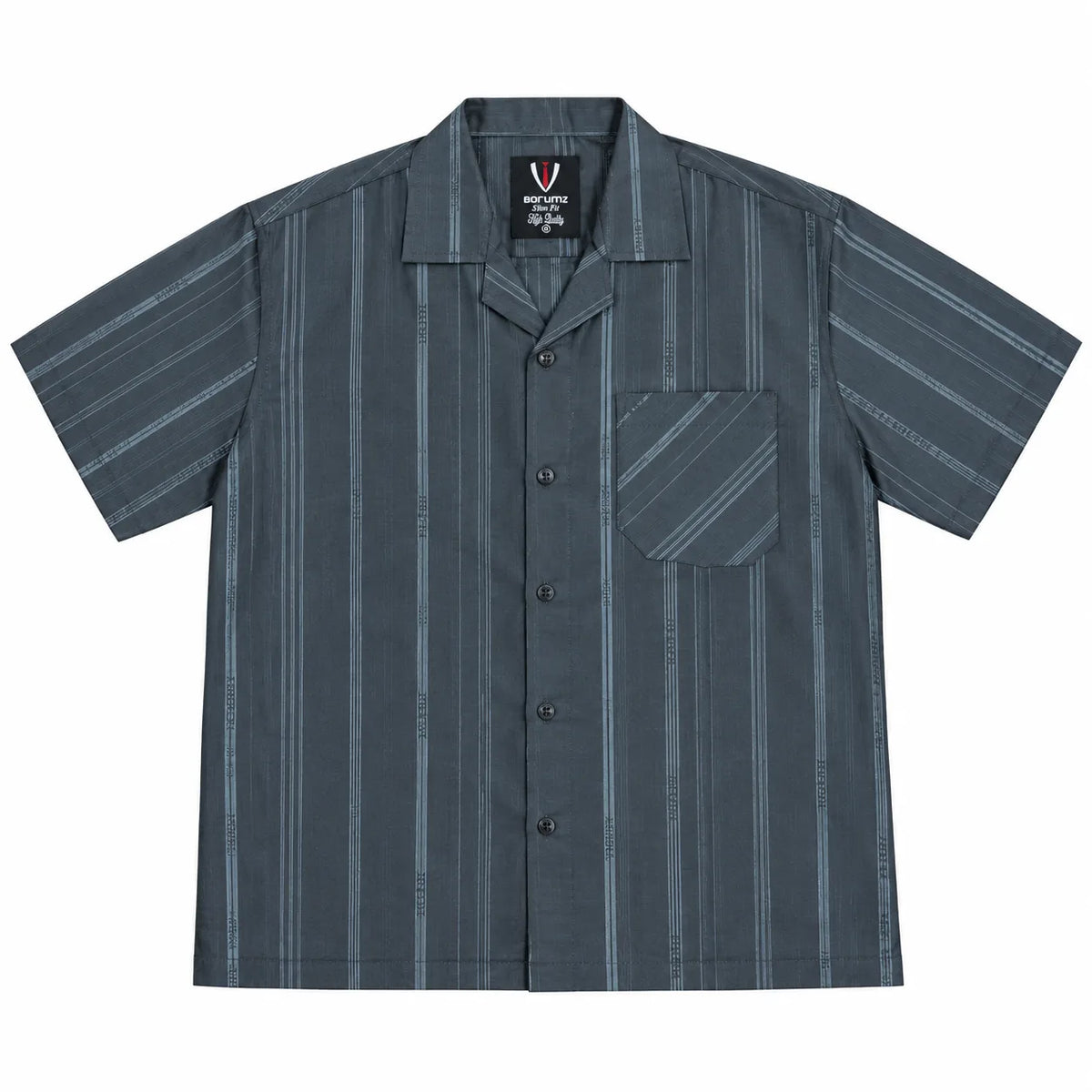 Charcoal Grey Striped Semi-Formal Shirt