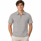 Black & Brown Striped Zip Polo Shirt | Knit Polo