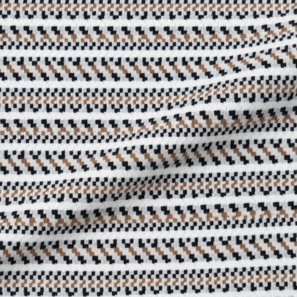 Black & Brown Striped Zip Polo Shirt | Knit Polo