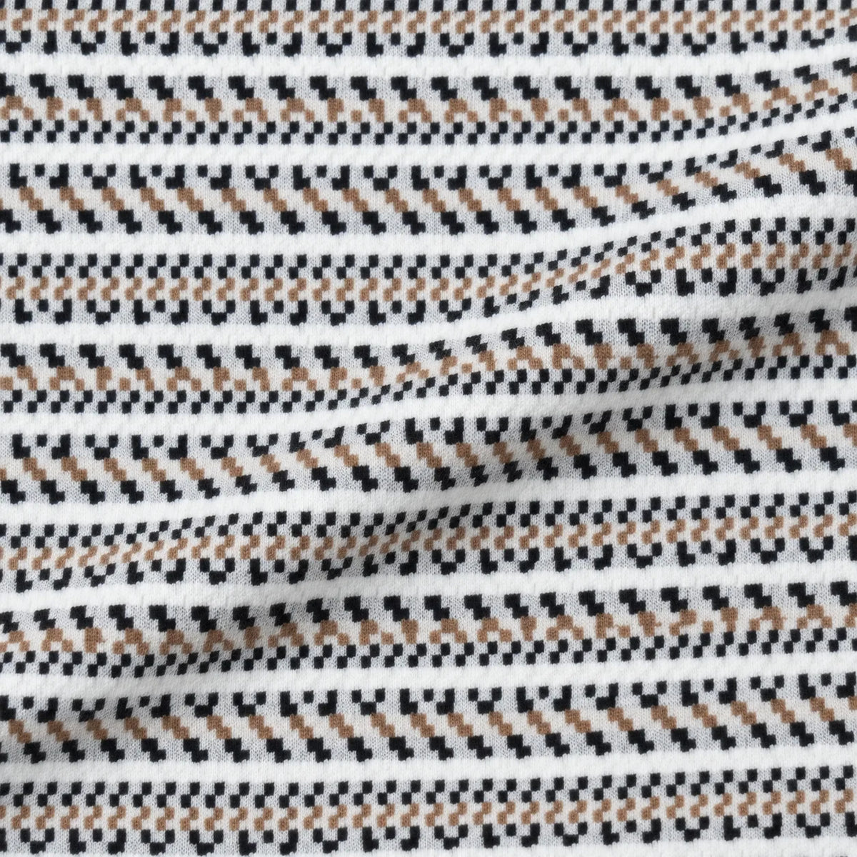 Black & Brown Striped Zip Polo Shirt | Knit Polo