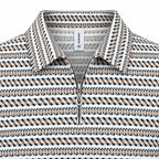 Black & Brown Striped Zip Polo Shirt | Knit Polo