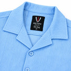Sky Blue Textured Semi-Formal Shirt | Boxy fit | Unisex