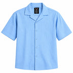 Sky Blue Textured Semi-Formal Shirt | Boxy fit | Unisex