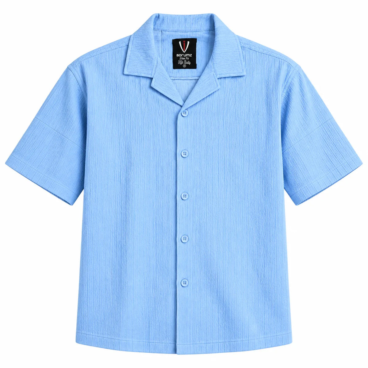 Sky Blue Textured Semi-Formal Shirt | Boxy fit | Unisex