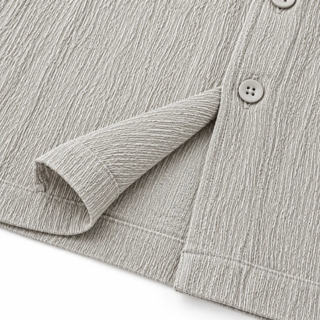 Sand Grey Textured Semi-Formal Shirt | Boxy fit | Unisex