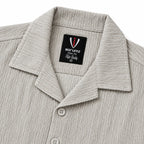 Sand Grey Textured Semi-Formal Shirt | Boxy fit | Unisex