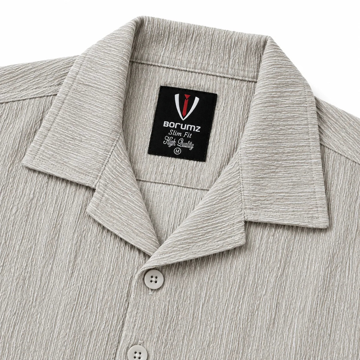 Sand Grey Textured Semi-Formal Shirt | Boxy fit | Unisex
