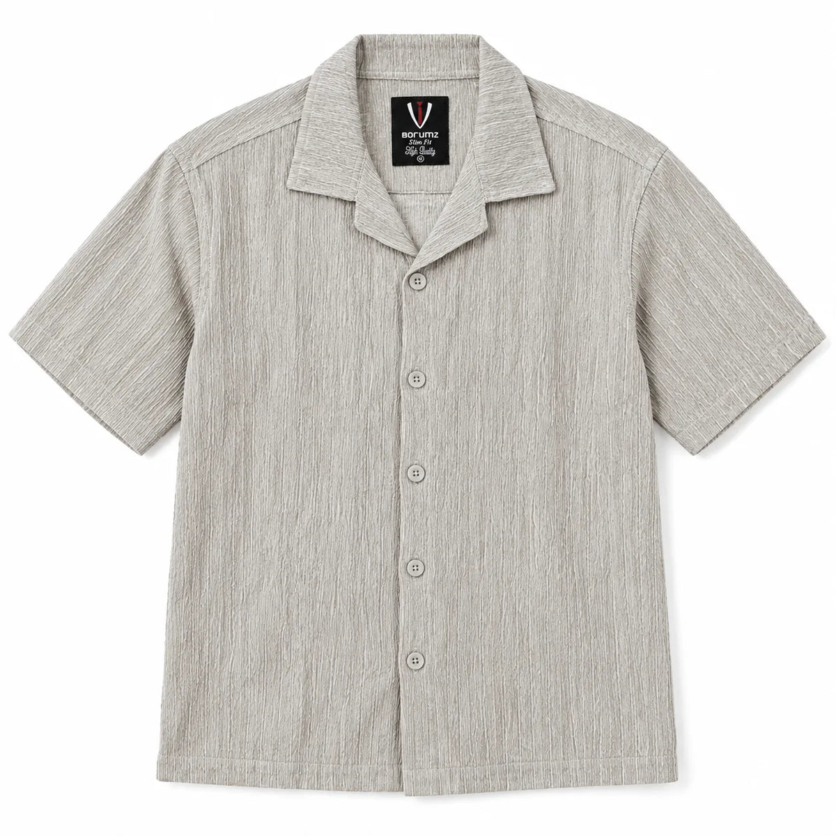 Sand Grey Textured Semi-Formal Shirt | Boxy fit | Unisex