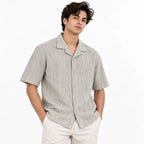 Sand Grey Textured Semi-Formal Shirt | Boxy fit | Unisex