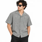 Heather Grey Textured Semi-Formal Shirt - Boxy fit - Unisex