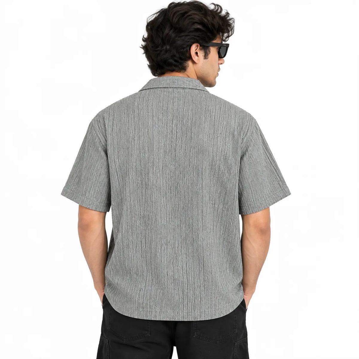 Heather Grey Textured Semi-Formal Shirt - Boxy fit - Unisex