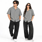 Heather Grey Textured Semi-Formal Shirt - Boxy fit - Unisex