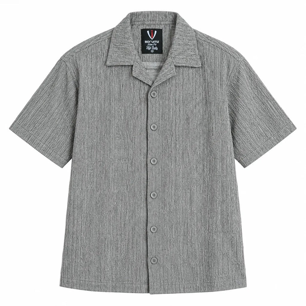 Heather Grey Textured Semi-Formal Shirt - Boxy fit - Unisex