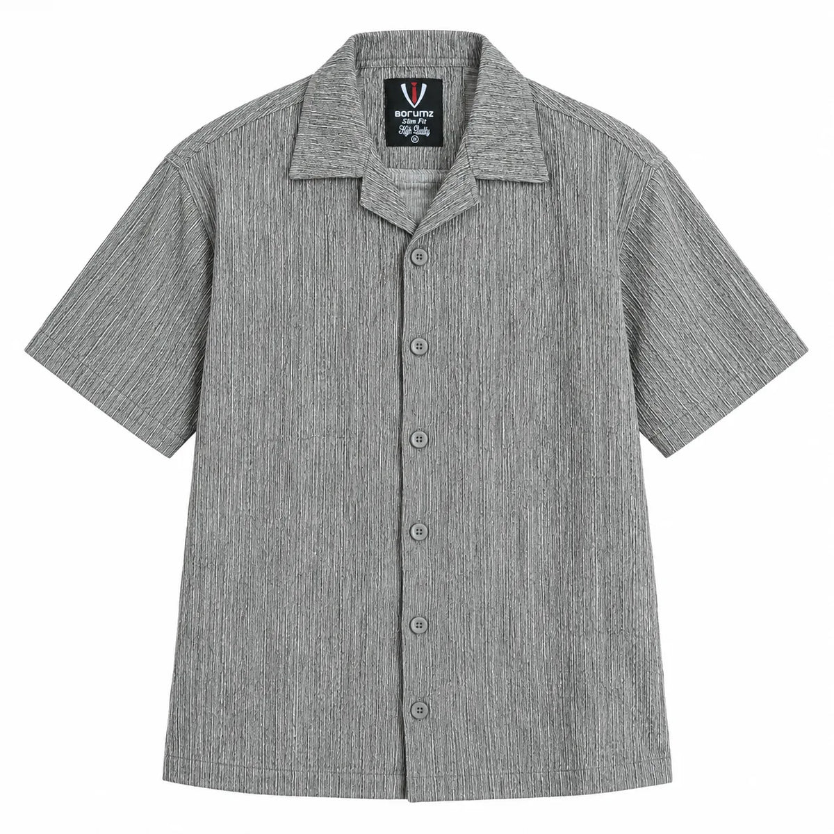 Heather Grey Textured Semi-Formal Shirt - Boxy fit - Unisex