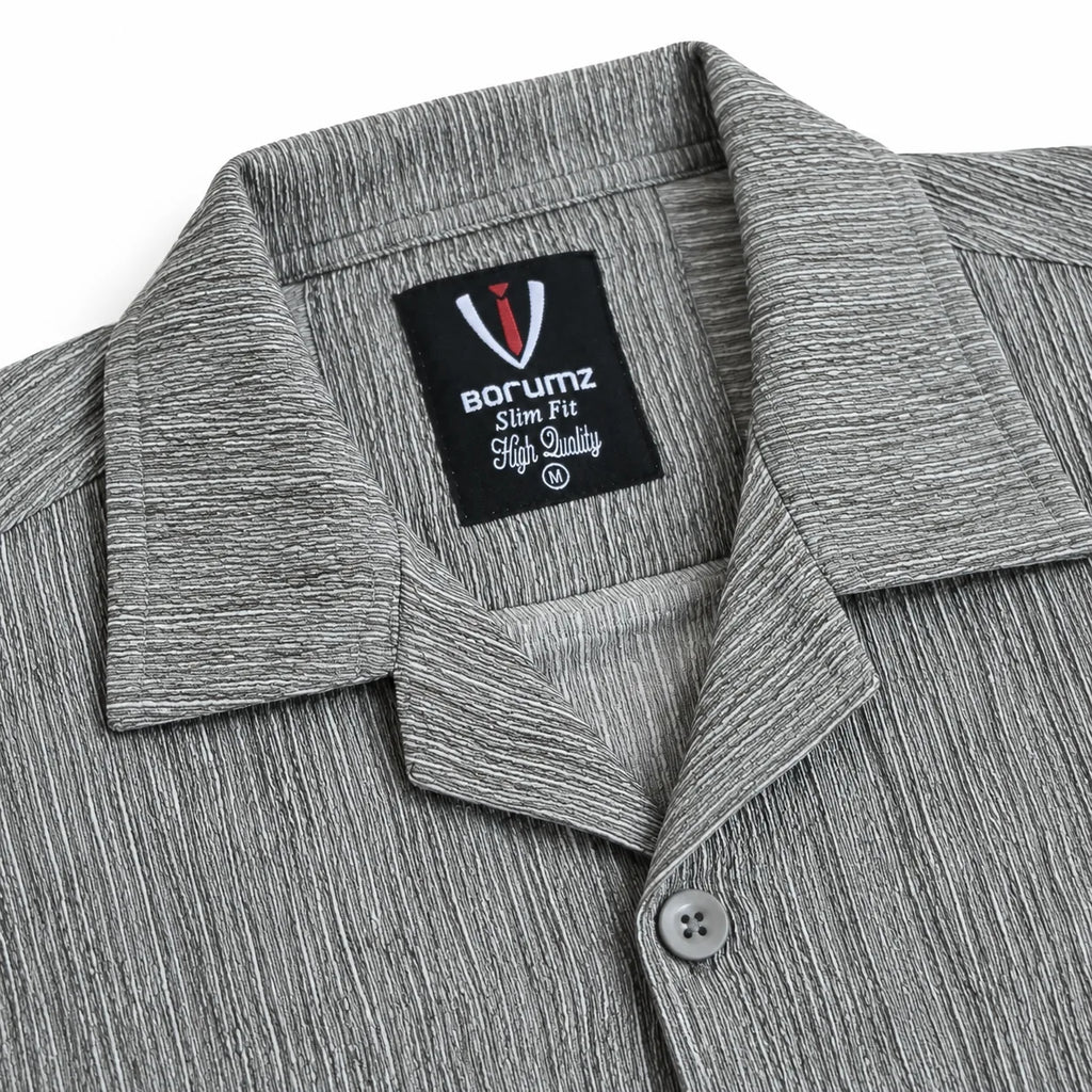 Heather Grey Textured Semi-Formal Shirt - Boxy fit - Unisex