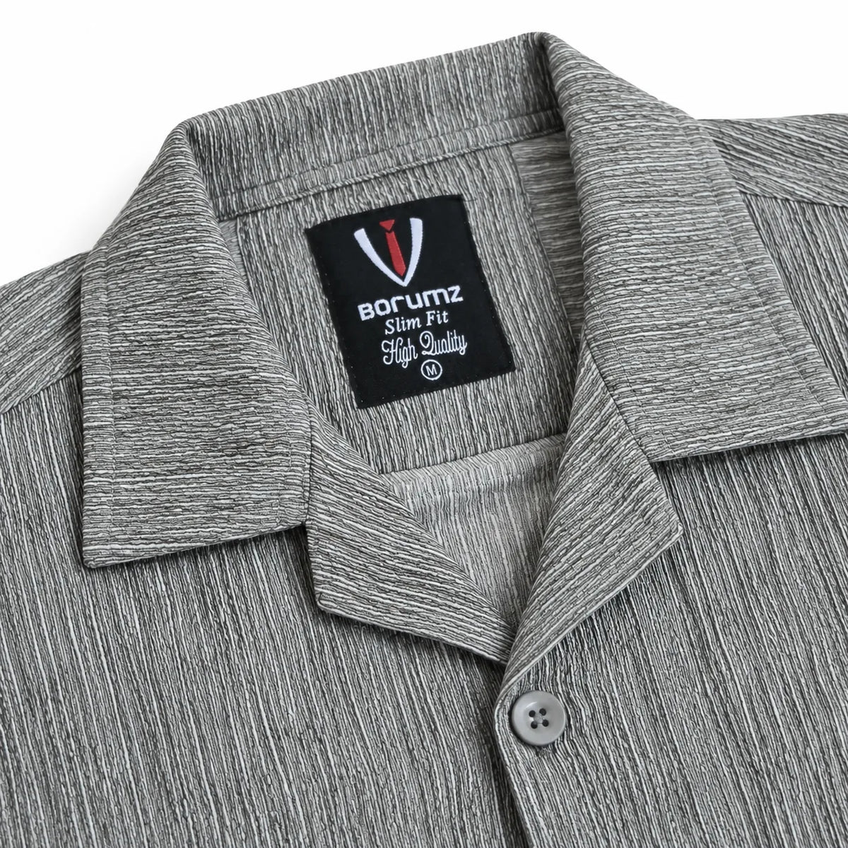 Heather Grey Textured Semi-Formal Shirt - Boxy fit - Unisex