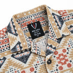 Crochet-Inspired Geometric Print Cuban Collar Shirt