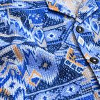 Crochet-Inspired Geometric Print Cuban Collar Shirt