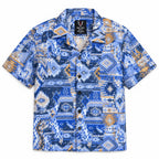 Crochet-Inspired Geometric Print Cuban Collar Shirt