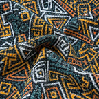 Crochet-Inspired Geometric Print Cuban Collar Shirt