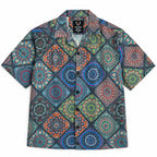Crochet-Inspired Geometric Print Cuban Collar Shirt